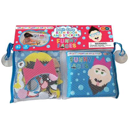 White Smoke Colour Chanding Bath Book & Stickers, Funny Faces Bath Time Fun
