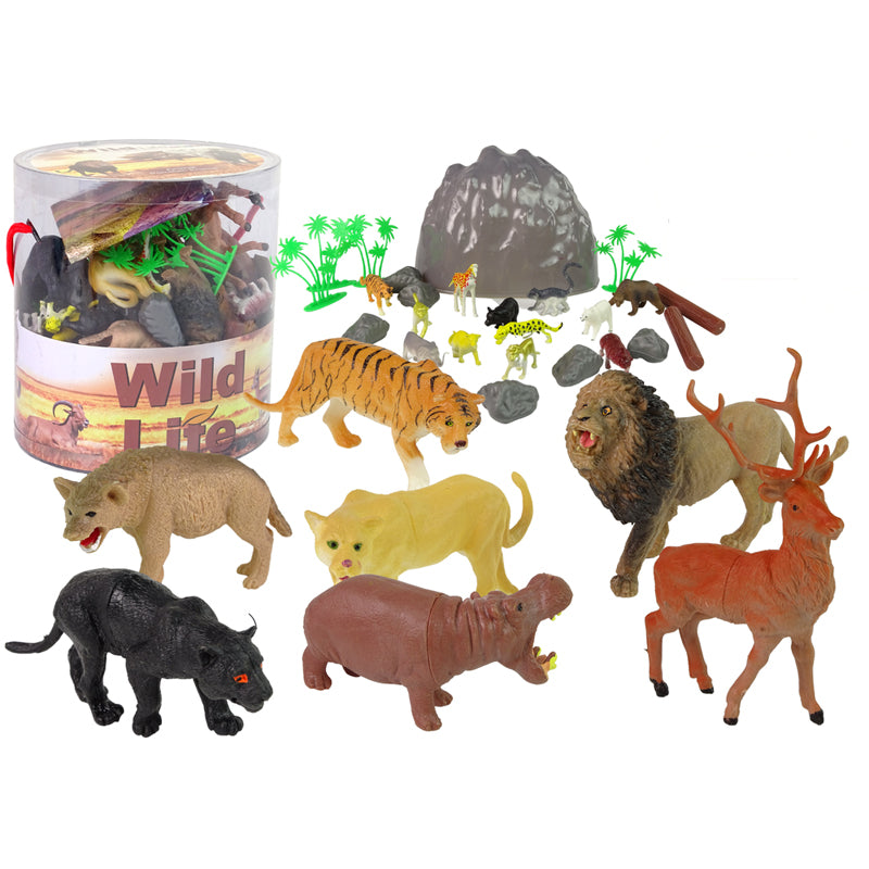 Dim Gray Wild Life Animal Play Set 34pc Animal Toys