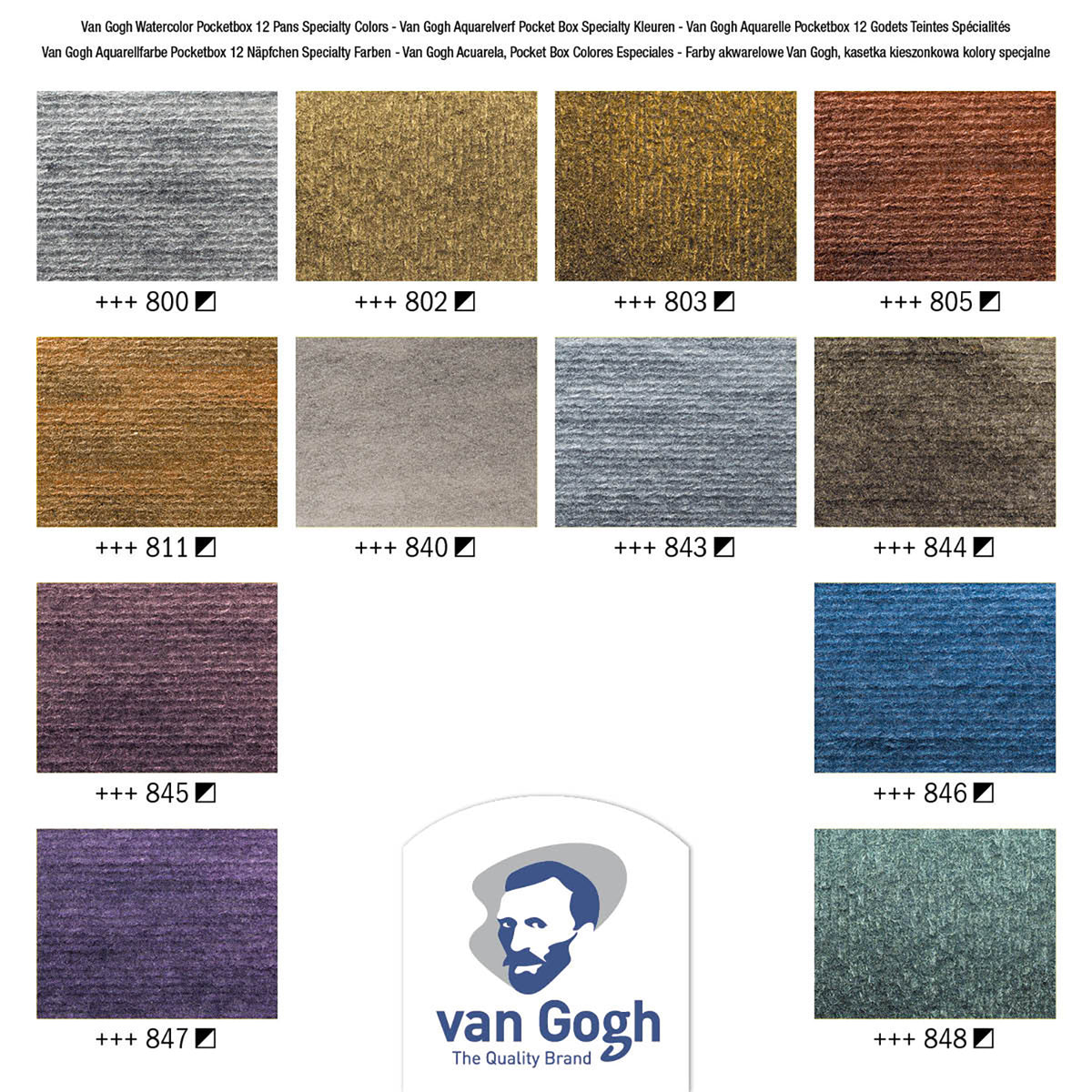White Smoke Van Gogh Watercolour Pocket Box 12 Half Pan Specialty Watercolour Paint