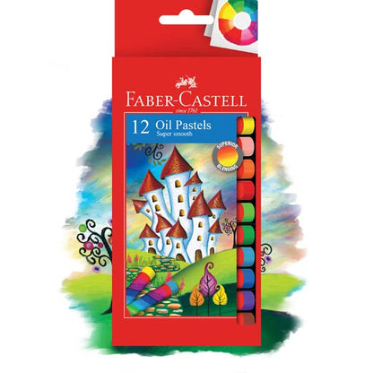 White Smoke Faber-Castell Round Oil Pastels, Assorted Colours - 12 Pack Oil Pastels