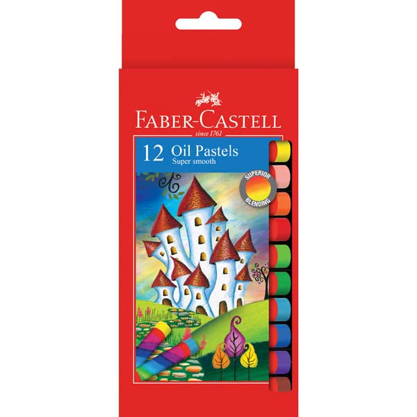 Firebrick Faber-Castell Round Oil Pastels, Assorted Colours - 12 Pack Oil Pastels