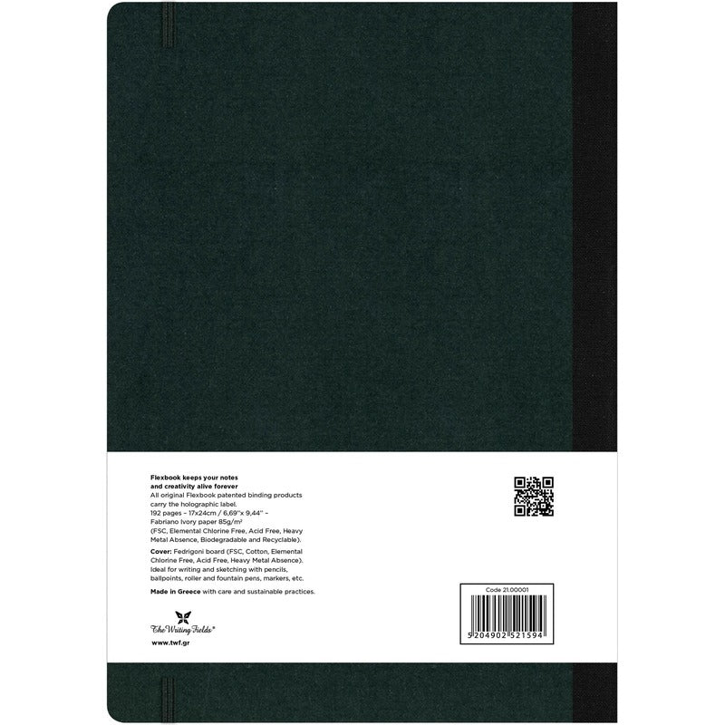 Dark Slate Gray Flexbook X-Large (17x24cm) Global Notebook Blank 85gsm 192 pages - Black/Black Pads