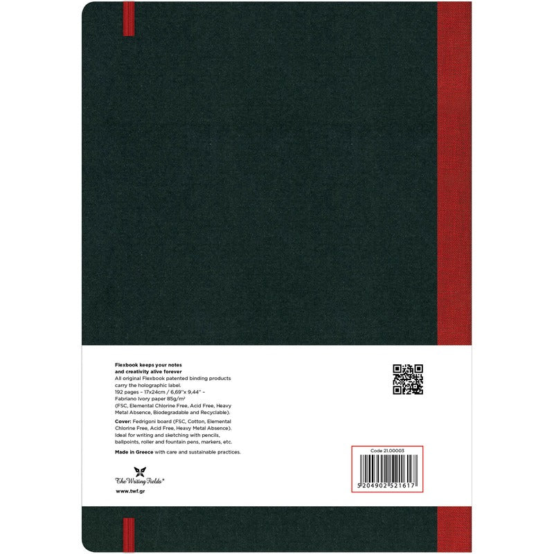 Dark Slate Gray Flexbook X-Large (17x24cm) Global Notebook Blank 85gsm 192 pages - Black/Red Pads