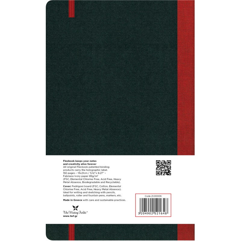 Dark Slate Gray Flexbook  Large (13x21cm) Global Notebook Blank 85gsm 192 pages - Black/Red Pads