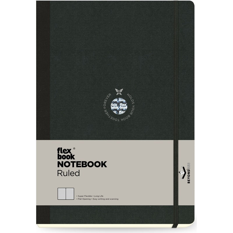 Dark Slate Gray Flexbook X-Large (17x24cm) Global Notebook Ruled 85gsm 192 pages - Black/Black Pads
