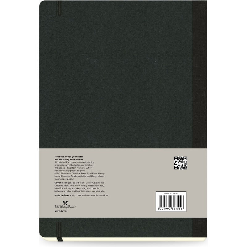 Dark Slate Gray Flexbook X-Large (17x24cm) Global Notebook Ruled 85gsm 192 pages - Black/Black Pads