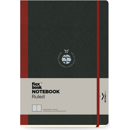 Dark Slate Gray Flexbook X-Large (17x24cm) Global Notebook Ruled 85gsm 192 pages - Black/Red Pads