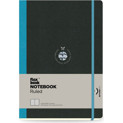 Dark Slate Gray Flexbook X-Large (17x24cm) Global Notebook Ruled 85gsm 192 pages - Black/Turqoise Pads
