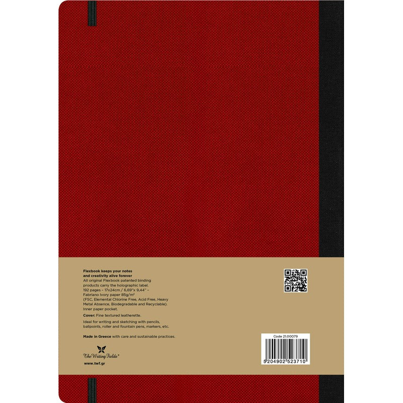 Dark Red Flexbook X-Large (17x24cm) Adventure Notebook Ruled 80gsm 192 pages - Red Pads