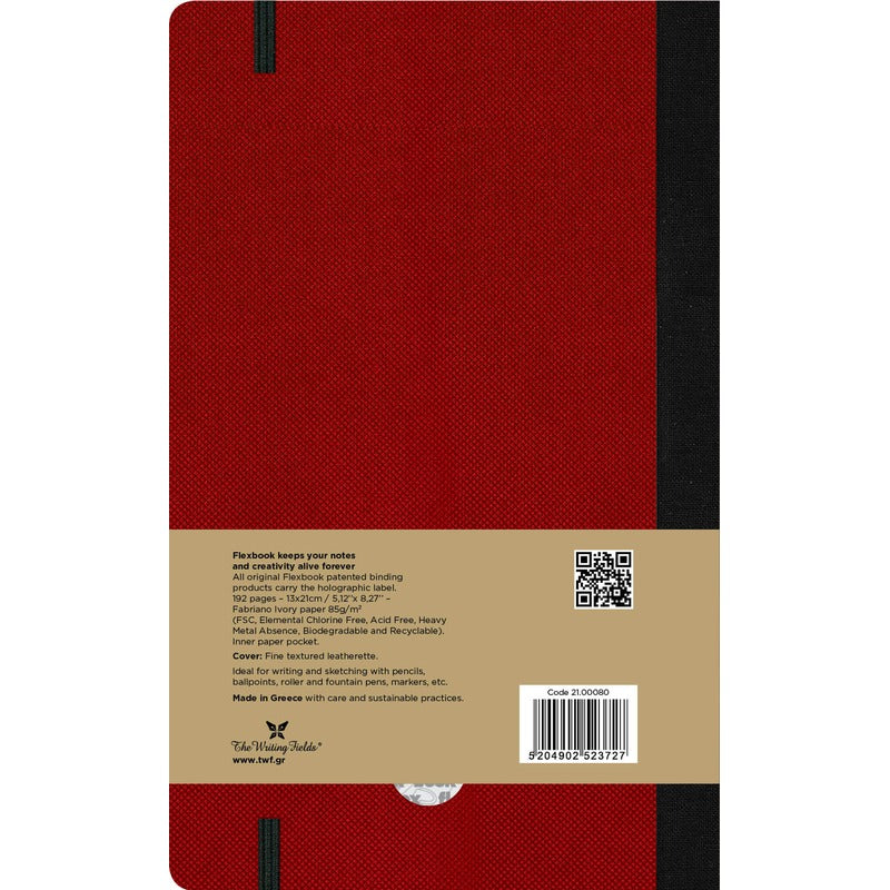 Dark Red Flexbook  Large (13x21cm) Adventure Notebook Ruled 80gsm 192 pages - Red Pads