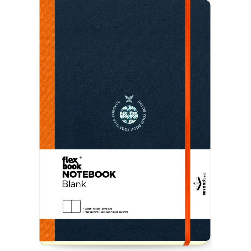 Dark Slate Gray Flexbook X-Large (17x24cm) Global Notebook Blank 85gsm 192 pages - Black/Orange Pads