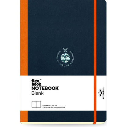 Dark Slate Gray Flexbook X-Large (17x24cm) Global Notebook Blank 85gsm 192 pages - Black/Orange Pads