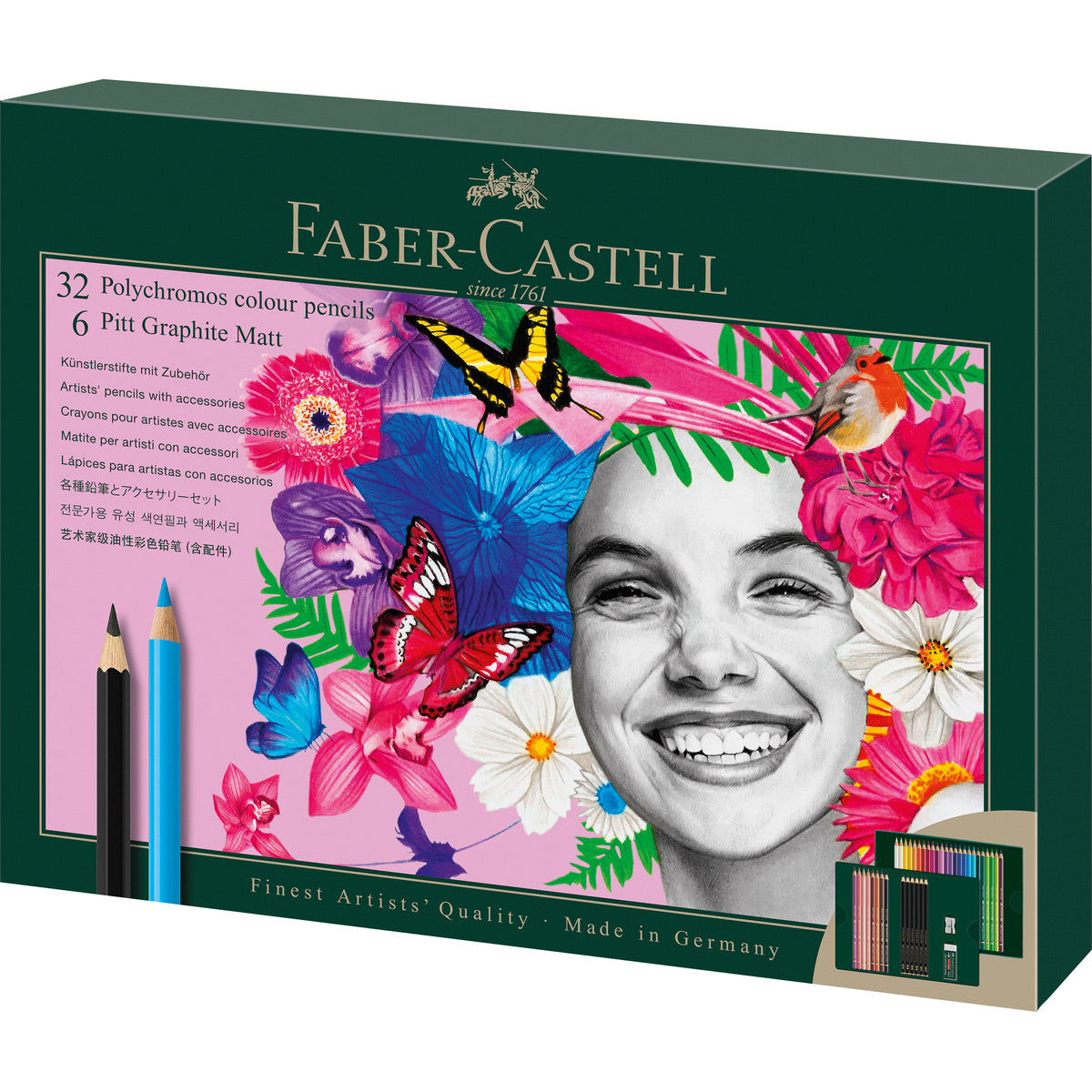 Dark Slate Gray Faber-Castell Polychromos & Pitt Graphite Matt Set, 40pcs Pencils