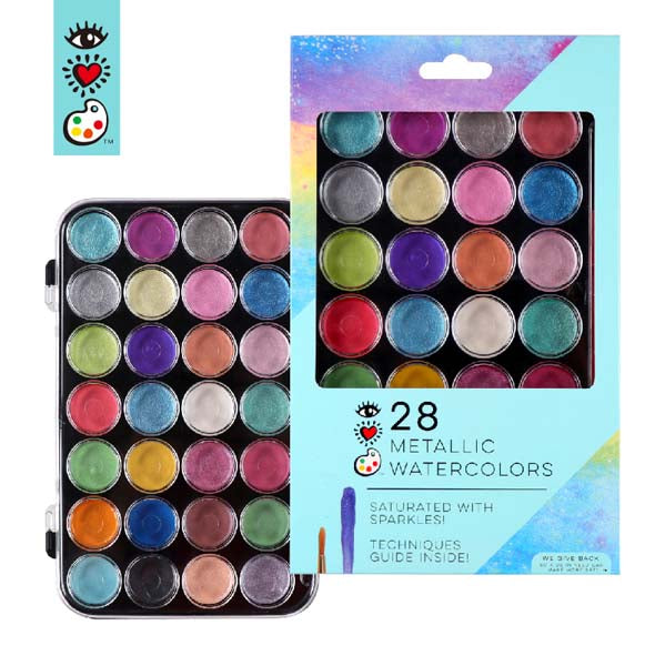 White Smoke I Heart Art Metallic Watercolour Pans, 28 Set Easter