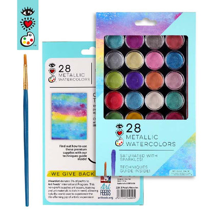 White Smoke I Heart Art Metallic Watercolour Pans, 28 Set Easter