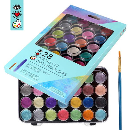 White Smoke I Heart Art Metallic Watercolour Pans, 28 Set Easter