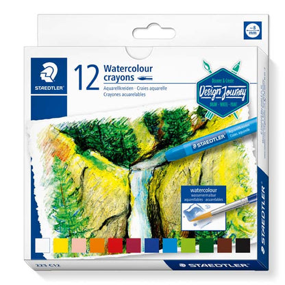 White Smoke Staedtler Watercolour Crayons, Assorted Colours, 12Pk Pastels & Charcoal
