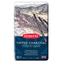 White Smoke Derwent Tinted Charcoal Pencils Tin 12 Pencils