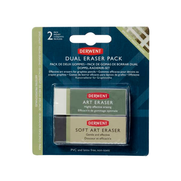 White Smoke Derwent Dual Eraser Pack, 2pcs Drawing Accessories