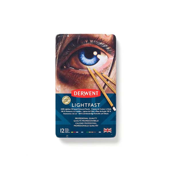 Midnight Blue Derwent Lighfast Pencils Tin 12 Pencils