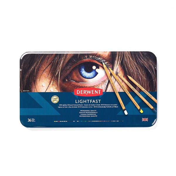 Midnight Blue Derwent Lighfast Pencils Tin 36 Pencils