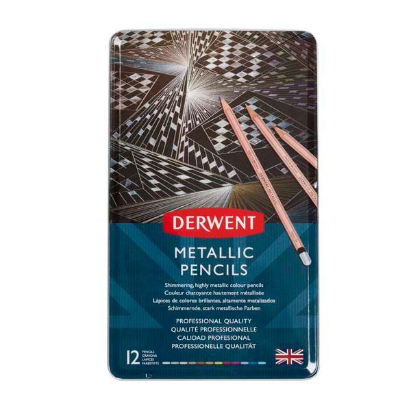 White Smoke Derwent Metallic Pencils Tin 12 Pencils