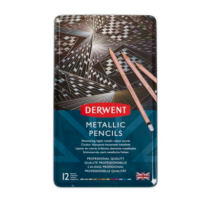 White Smoke Derwent Metallic Pencils Tin 12 Pencils