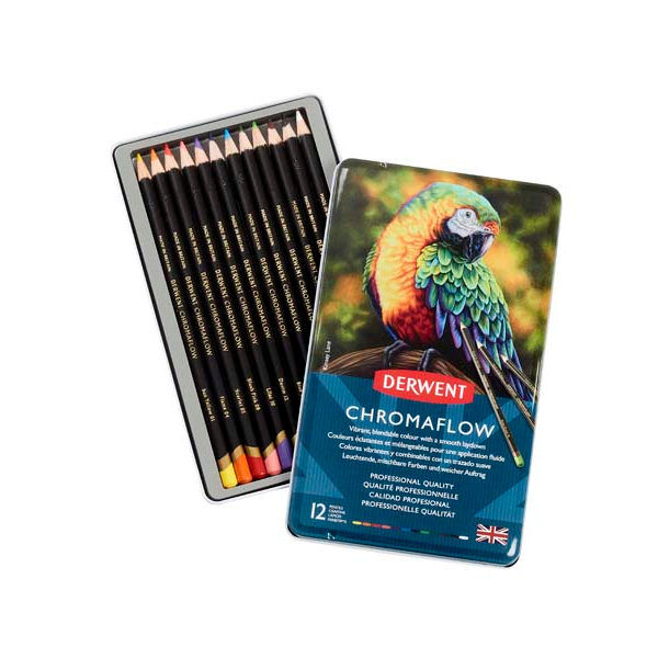 White Smoke Derwent Chromaflow Pencils Tin 12 Pencils
