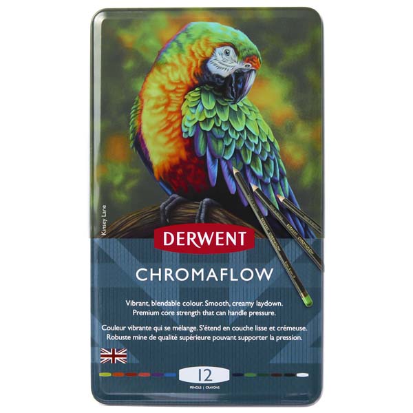 Dark Slate Gray Derwent Chromaflow Pencils Tin 12 Pencils