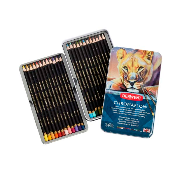 White Smoke Derwent Chromaflow Pencils Tin 24 Pencils