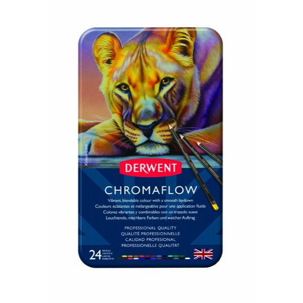 White Smoke Derwent Chromaflow Pencils Tin 24 Pencils