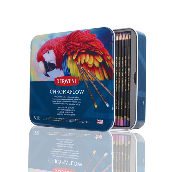 Gray Derwent Chromaflow Pencils Tin 72 Pencils