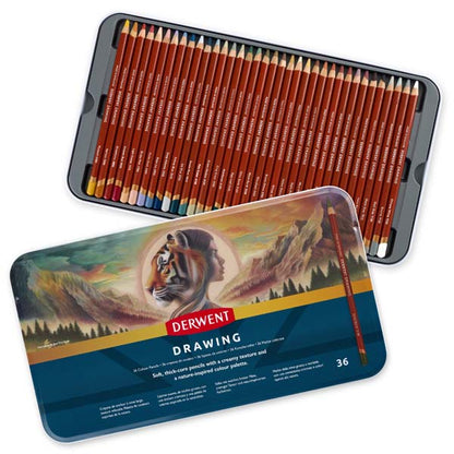 White Smoke Derwent Drawing Pencils Tin 36 Pencils