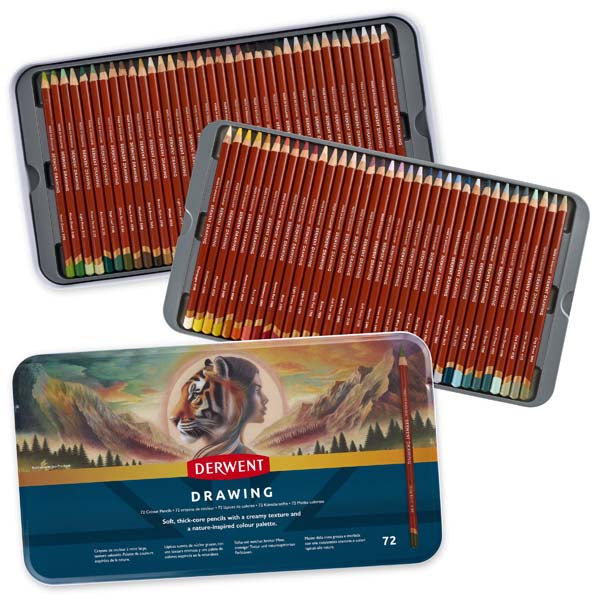 White Smoke Derwent Drawing Pencils Tin 72 Pencils