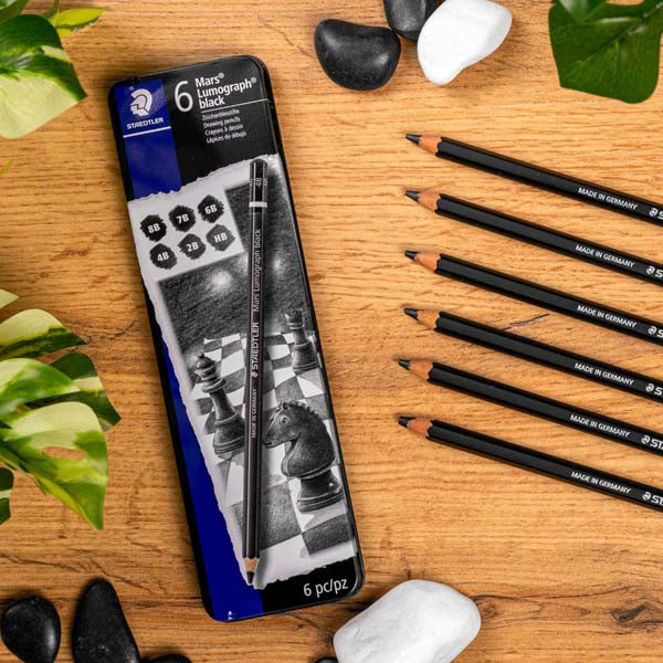 Sandy Brown Staedtler Mars Lumograph Black Graphite Pencils, 6Pk Pencils