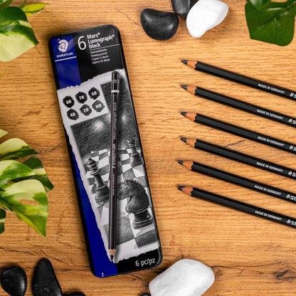 Sandy Brown Staedtler Mars Lumograph Black Graphite Pencils, 6Pk Pencils