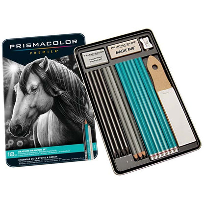 White Smoke Prismacolor Premier Graphite Pencils, Drawing Set, 18Pcs Pencils