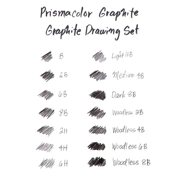 White Smoke Prismacolor Premier Graphite Pencils, Drawing Set, 18Pcs Pencils