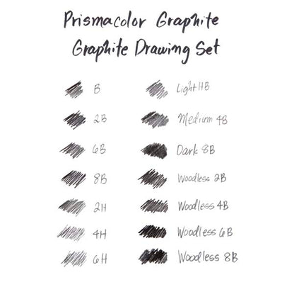 White Smoke Prismacolor Premier Graphite Pencils, Drawing Set, 18Pcs Pencils