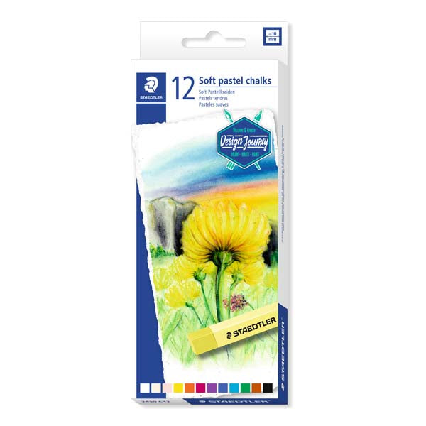 White Smoke Staedtler Design Journey Soft Pastel Chalks, Assorted Colours, 12Pk Pastels & Charcoal