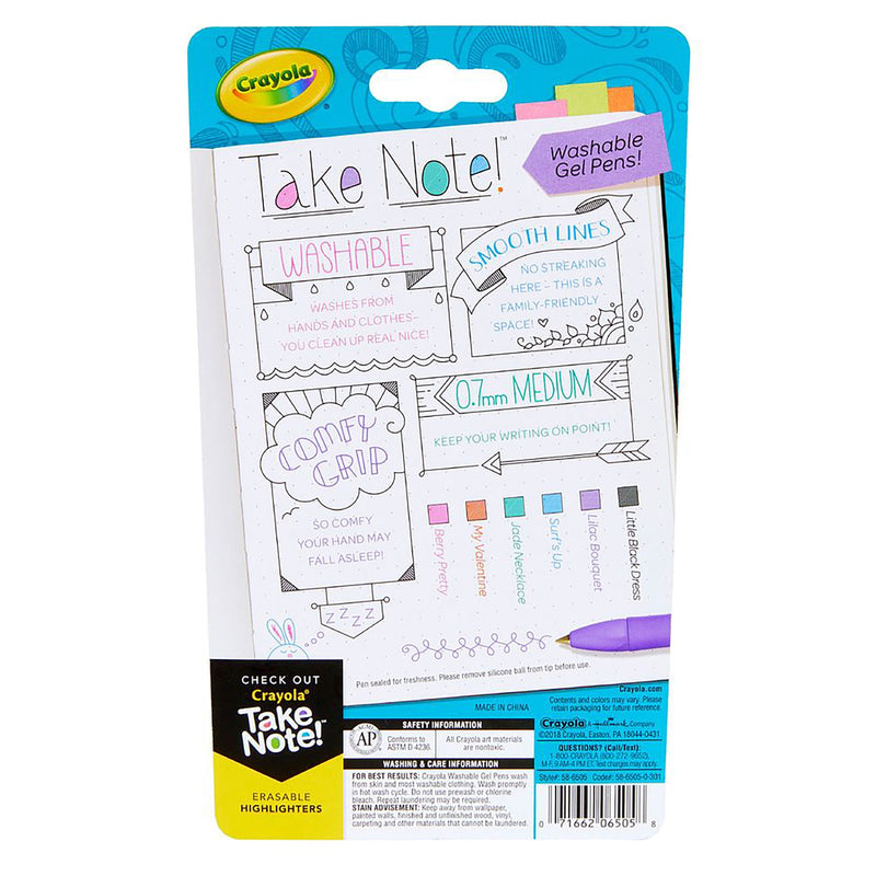 Crayola Take Note Washable Gel Pens (Pack of 6)