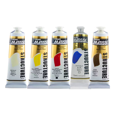 White Smoke Derivan Matisse Structure, Warm Colours Set, 5x75ml Acrylic Paints