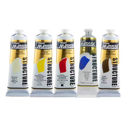 White Smoke Derivan Matisse Structure, Warm Colours Set, 5x75ml Acrylic Paints