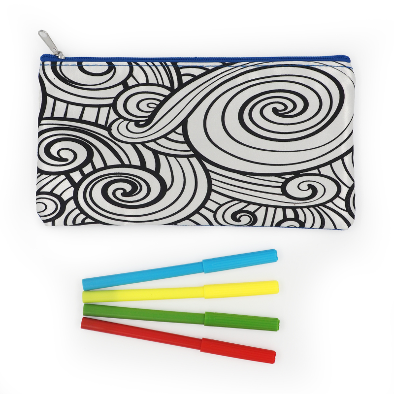 White Smoke Colour Me DIY Pencil Case Whirlpool 1Pc with Markers Kids Craft Kits