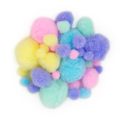 White Smoke Pom Poms, Assorted Pastel, Bulk 500Pk Kids Wood Craft