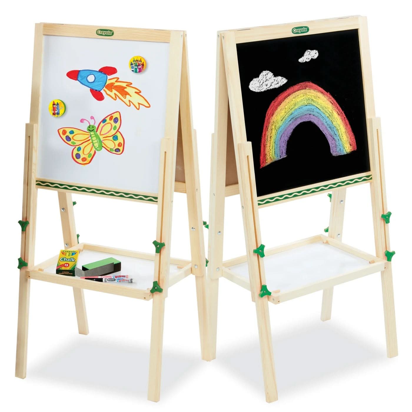 White Smoke Crayola Dual Sided Wooden Art Easel 119cm(H)x44cm(W)x45cm(D) Kids Painting Sets