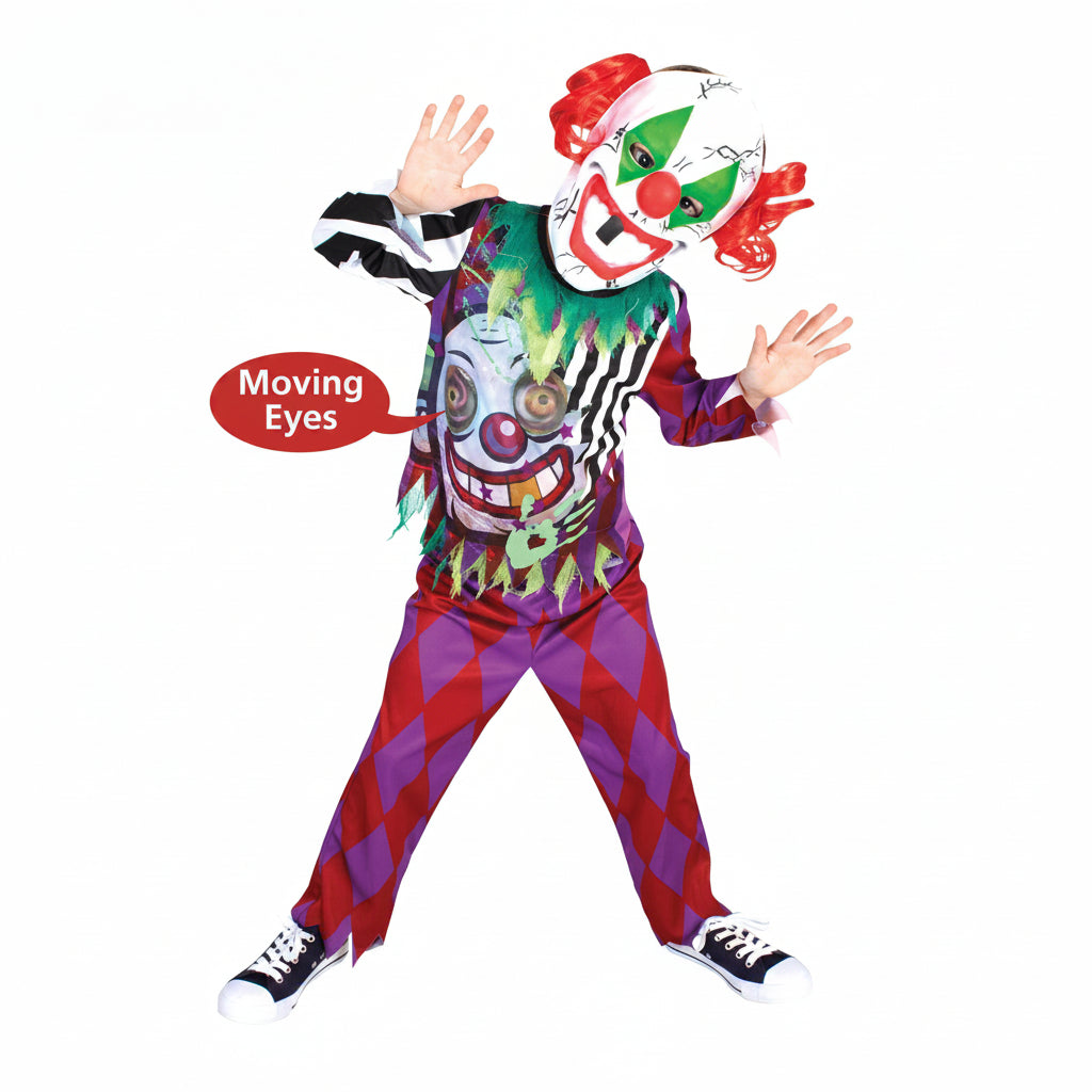 White Smoke Scary Clown Lenticular Costume Costumes