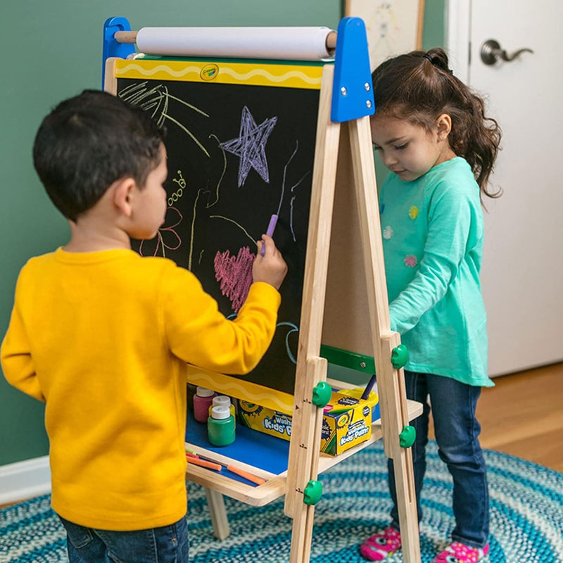 Crayola Kids Dual Sided Art Easel Wooden Dry Erase Board and Chalkboard