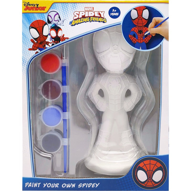 Paint-your-own Spidey plaster figure kit with 4 paint pots