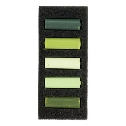Black Rembrandt Pastels,  Lush Greens, 5 Piece Set Pastels & Charcoal